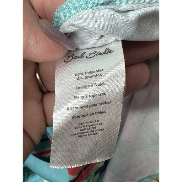 Yatta Polo Golf Shirt Mens MEDIUM Pau Hana Blue Performance Flamingo Hawaiian - Picture 7 of 7